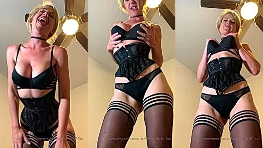 Kit Mercer teasing her sexy corset and lingerie