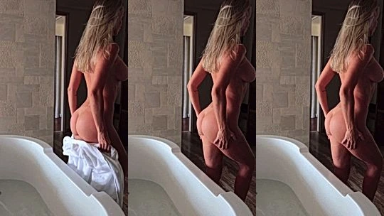 Ekaterina Enokaeva showing off her fit naked body by the bathtub