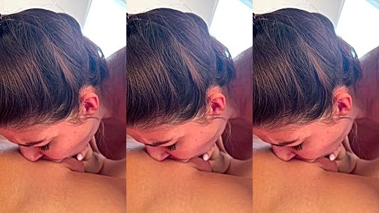Sonya Jess deepthroat sucking a big cock in bedroom pov