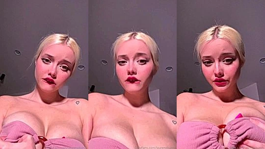Burch twins teasing her big tits in the bathroom
