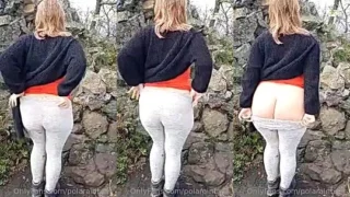 PolaRainbow flashing her big booty while hiking