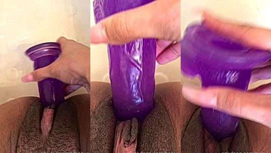 Babyx fucking a purple dildo