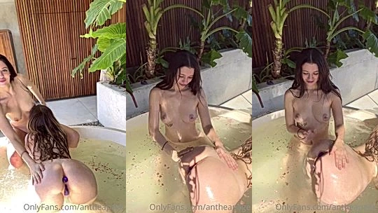 Bree Louise two naked lesbian models vibrator play