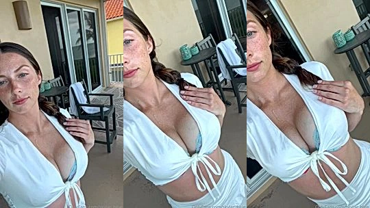 Skylar blue teasing her big tits on the balcony