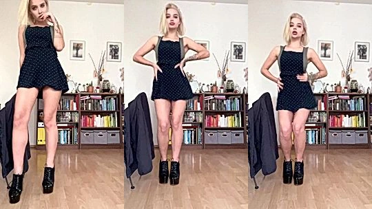 Sweet Aliceee showing off her hot body in her blue sundress