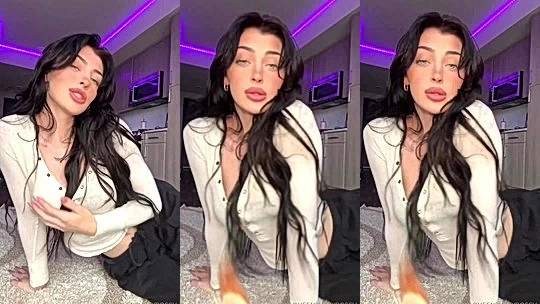 Queenpussybossv teasing her perky tits in see-through white top
