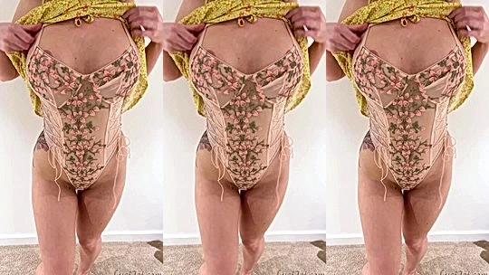 Lucijoi teasing her naked perky tits in sexy lingerie