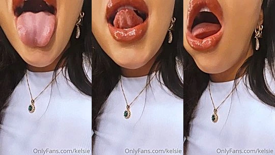 Kelsie Smeby teasing her tongue and mouth