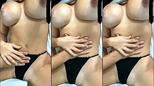 Genesis Mia Lopez teasing her big tits in black panties