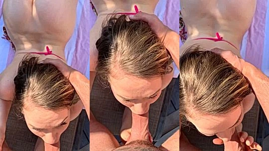 Mia Malkova sucking on a big cock under sunlight