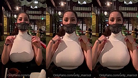 Marisol Yotta teasing her big tits in white see-through top