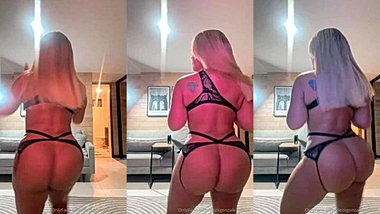 Dezii Gonzalez teasing her big booty wearing sexy black lingerie