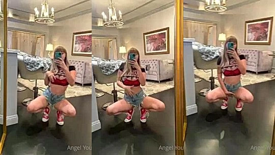 Angel Youngs teasing her hot body in the mirror
