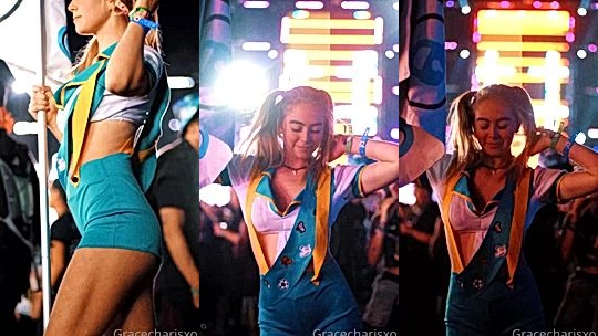 Grace Charis teasing her hot body at the fun fair