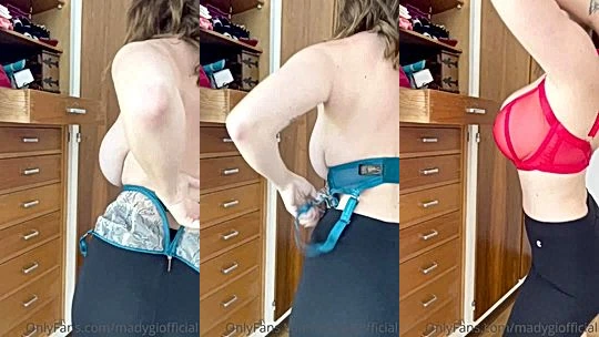 Mady Gio teasing her big tits in new bra try-on-haul