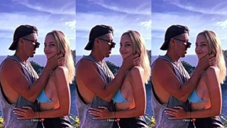 Mary Nabokova kissing with her lover outdoors
