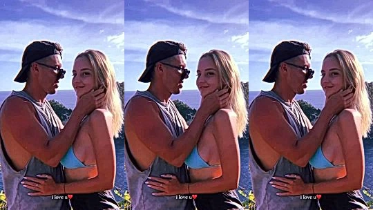 Mary Nabokova kissing with her lover outdoors