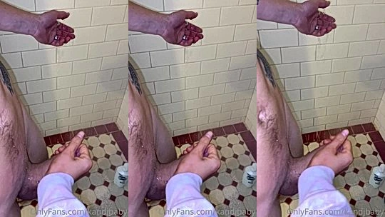 kandjbaby jerking off her lovers cock in the shower