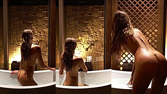 Liza Kovalenko showing off her clean naked body in the bathtub