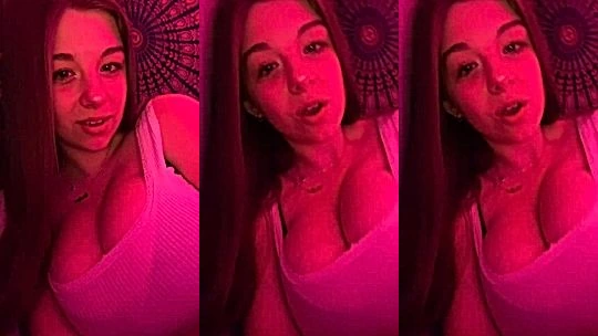 Lynntoria teasing her big boobies wearing white top in the red room