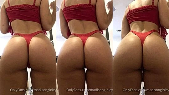 Madison Ginley teasing her big booty in red lingerie