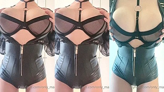 Marisol Yotta teasing her sexy tight latex bodysuit