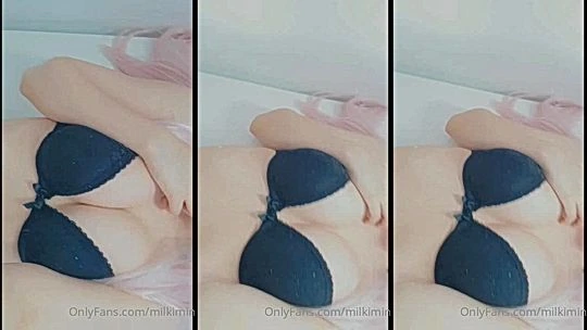 Milkimind teasing her sexy black lingerie in choker