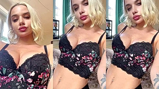 Sweet Aliceee teasing her perky tits in black gown