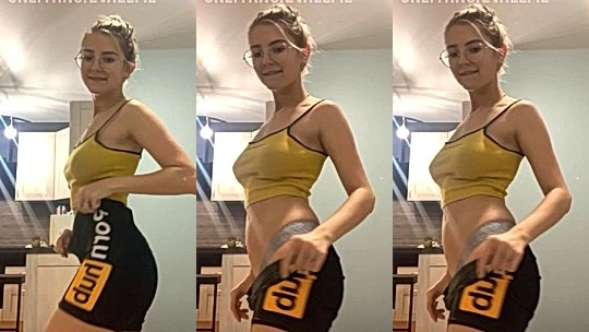 Eva Elfie teasing her big tits in the bathroom