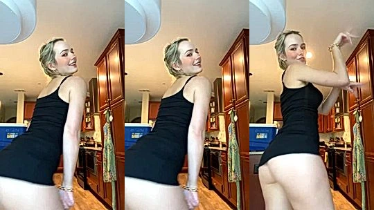 OMGCosplay teasing her hot body in tight dress