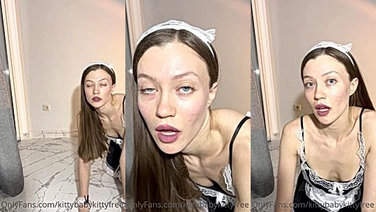 kittybabykittyvip teasing in her maid cosplay