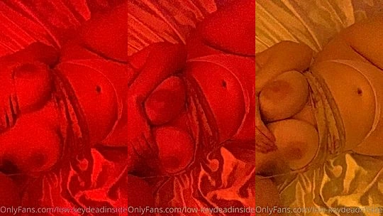 sexy Canadian LowKeyDeadInside teasing her naked big boobies in the red room