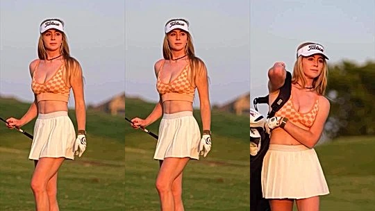 Grace Charis teasing her hot body while on the golf course