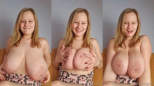 PolaRainbow flashing her big boobies in dress