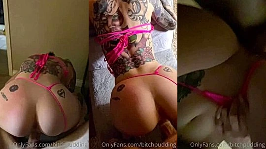 Strawberrysquirtcake getting doggystyle fucked in pink string lingerie