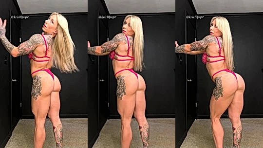 Kristin Pope teasing her fit naked booty in the changing room