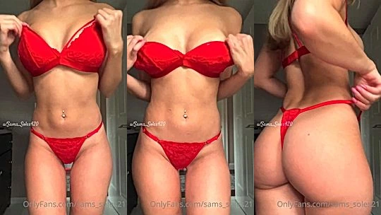 Sams soles21 showing off her sexy body in red lingerie