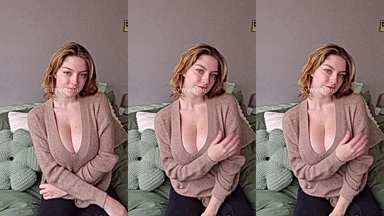 Carmen Rae playing with her big tits on the couch
