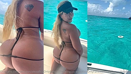 Dezii Gonzalez teasing her naked booty by the ocean