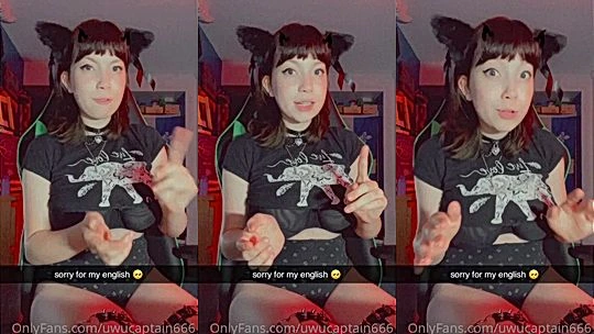 Uwucaptain666 teasing her sexy black lingerie