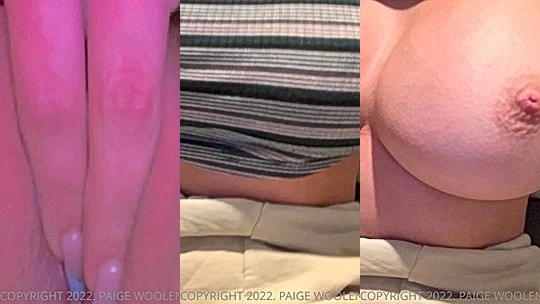 Paige Woolen teasing her nipples in bedroom