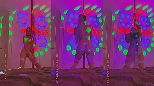 Bree Louise dancing her naked body in the disco room