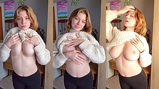 Carmen Rae flashing her big boobies in white sweater