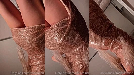 Milkimind teasing her sexy tight glittering dress