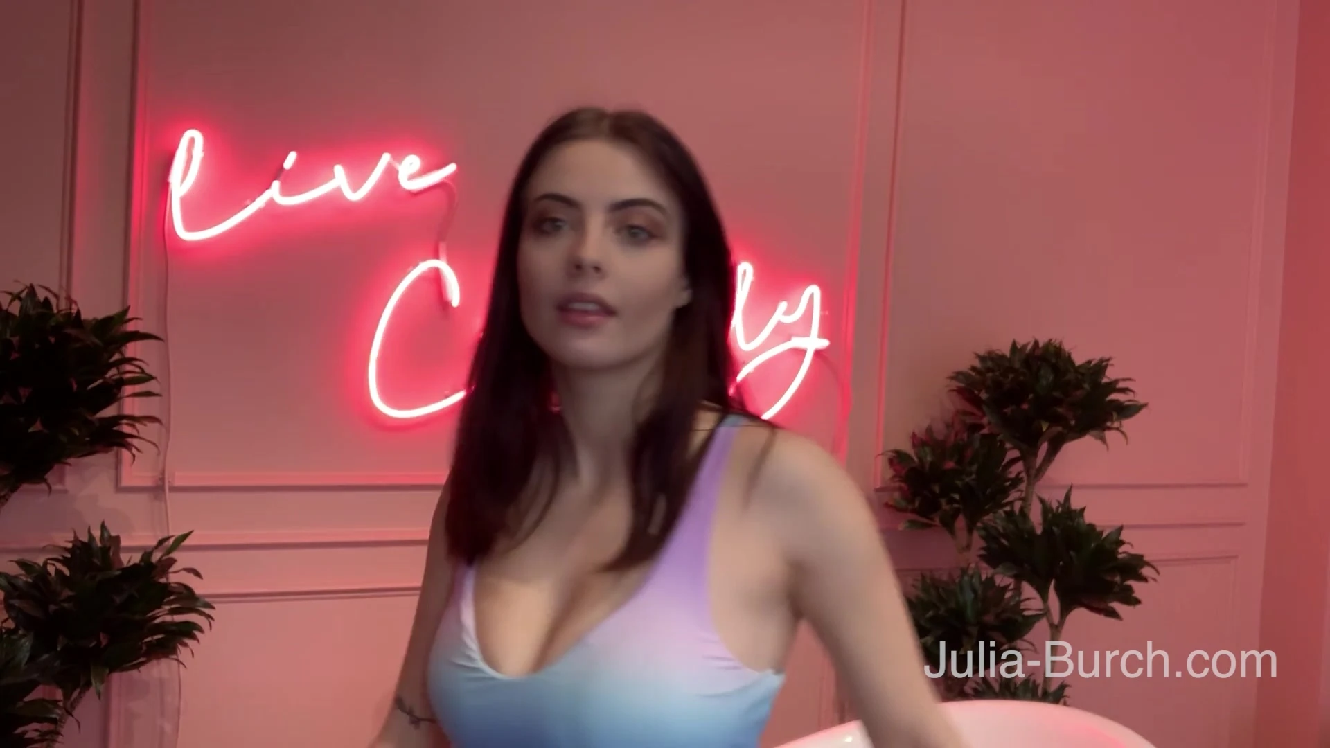 Burch twins teasing her big boobies in her sexy lingerie