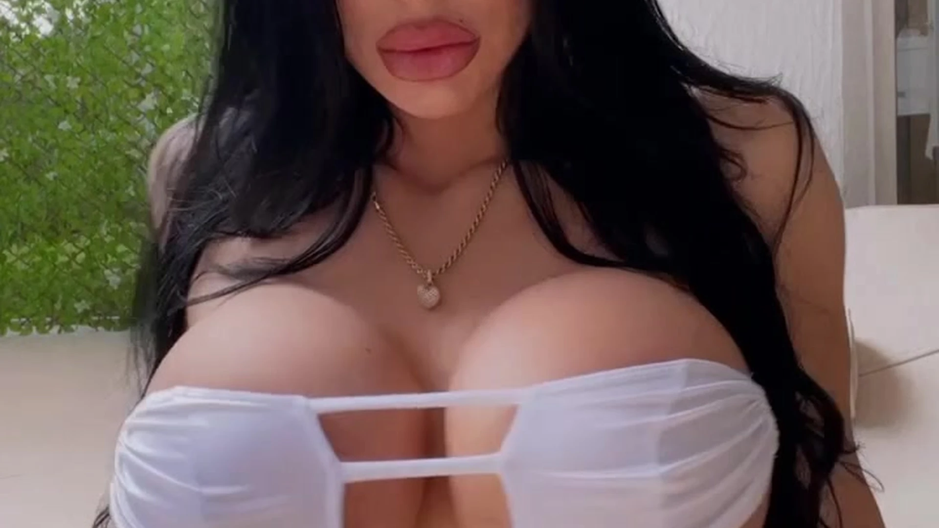 Lindi Nunziato teasing her big tits in her white lingerie