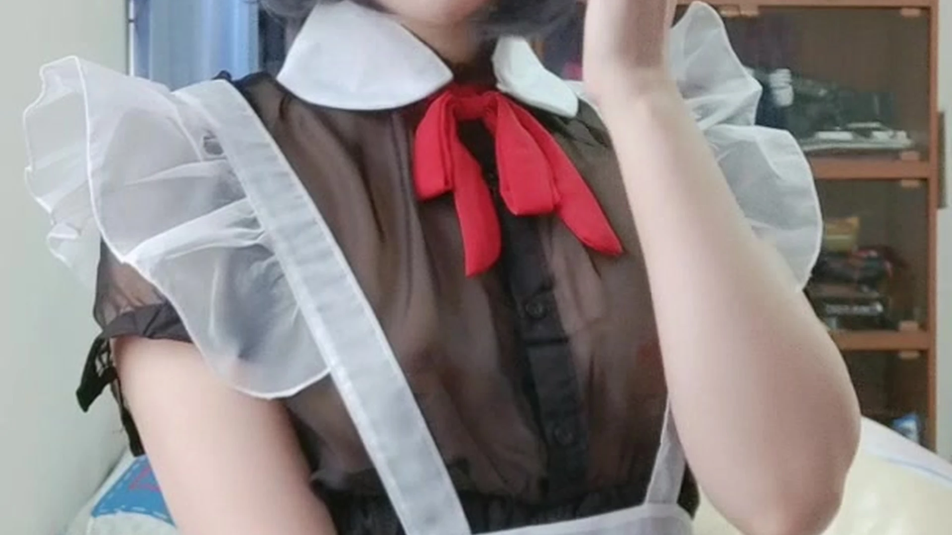sexy maid Meenfox teasing her perky tits