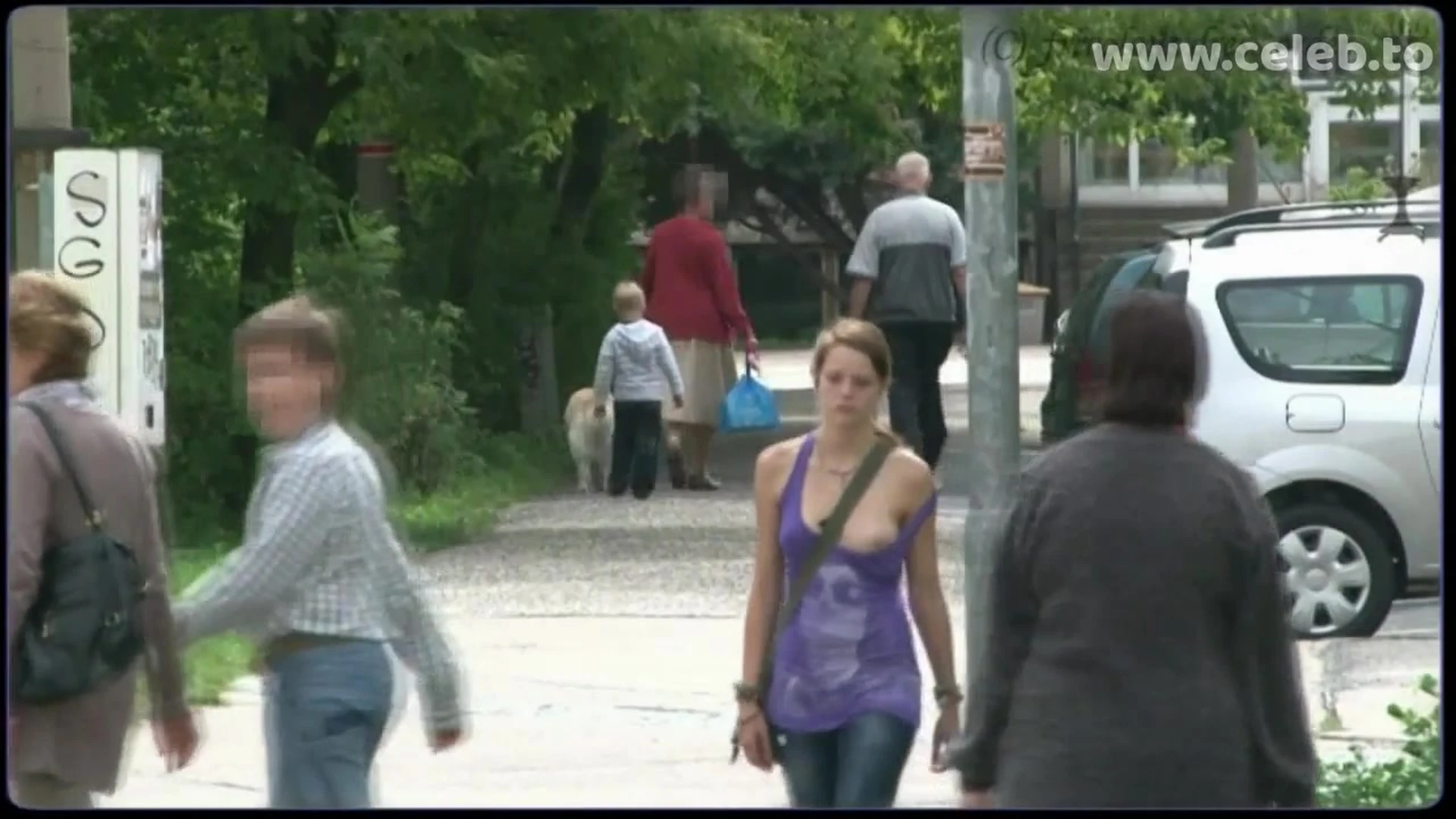Anne Wünsche flashing her tits on the streets