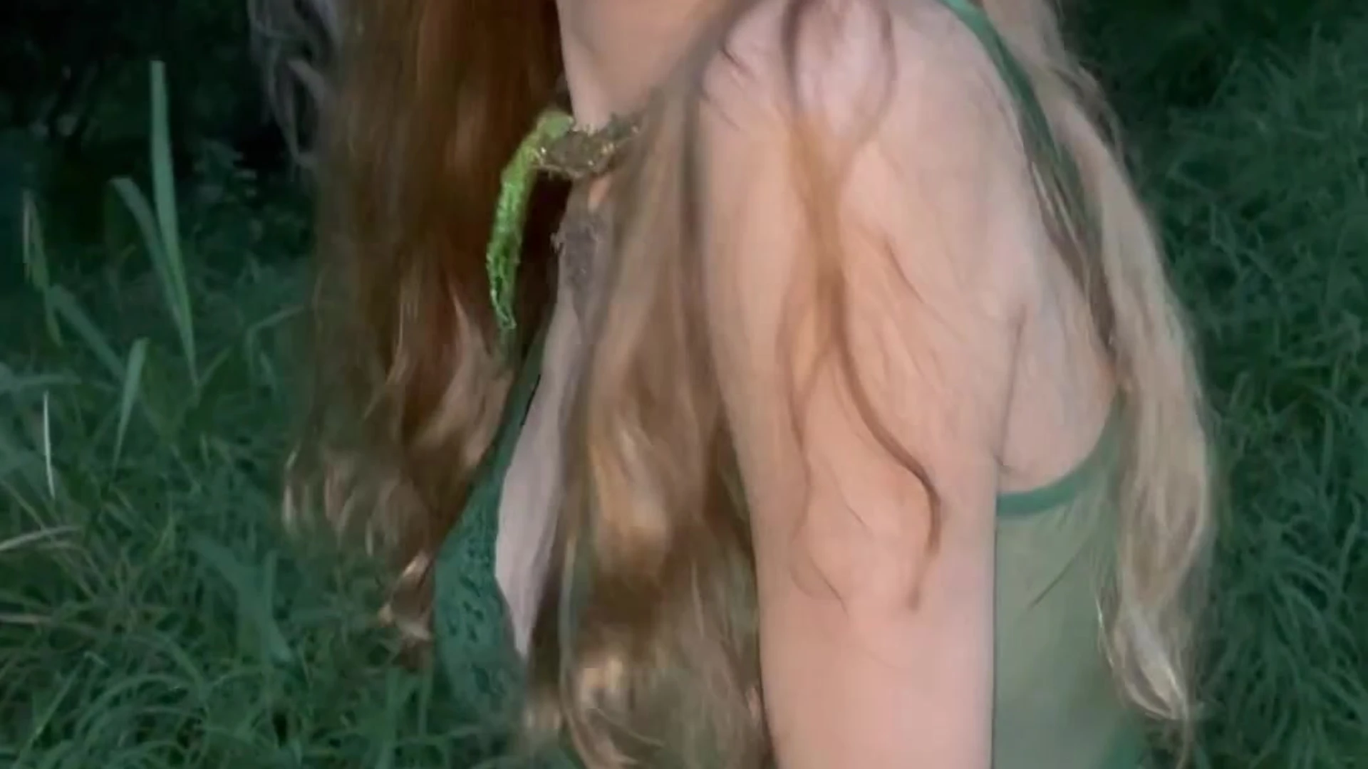 molly-pop running around in her green see-through night gown
