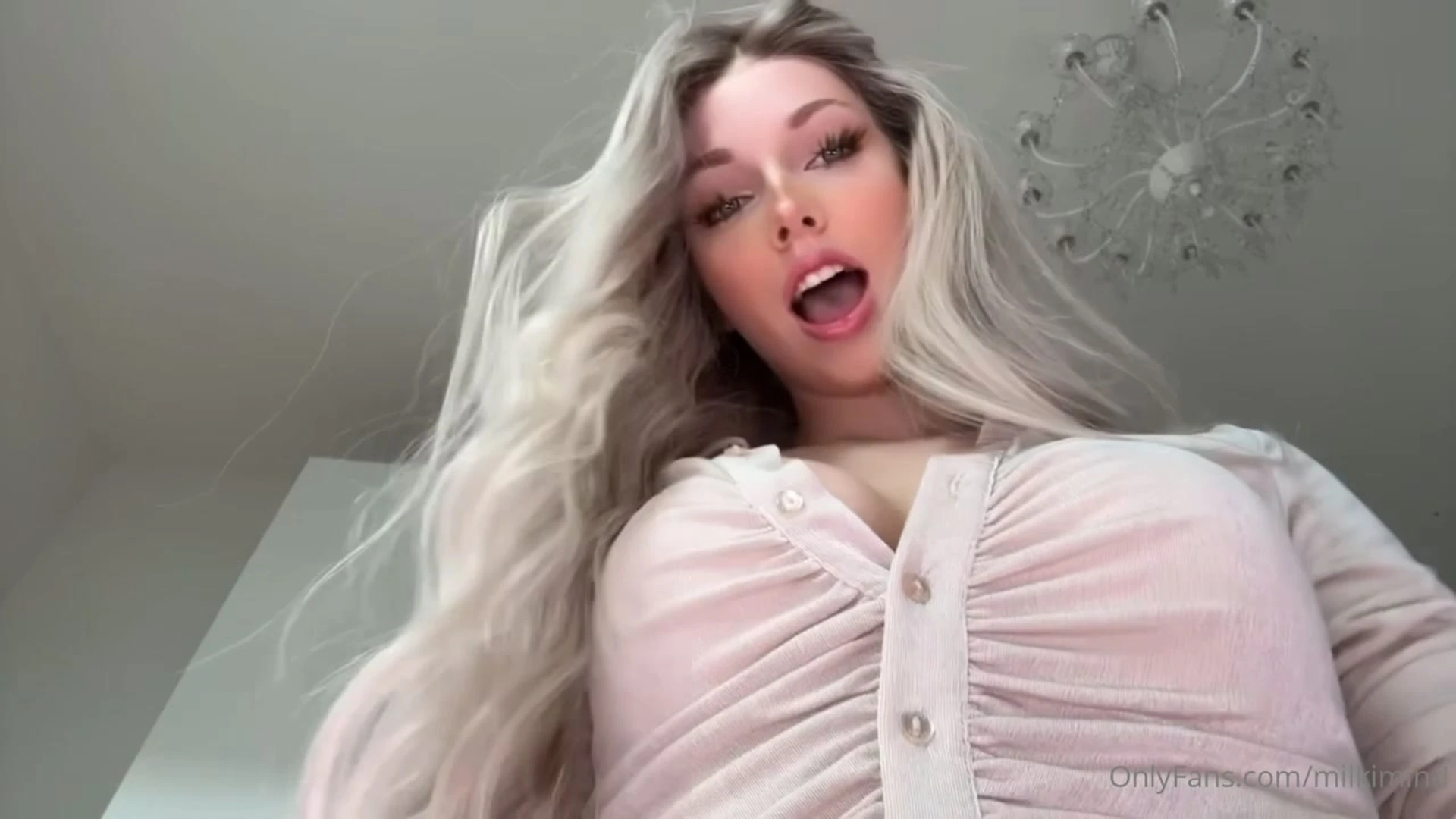 Milkimind teasing her sexy perky tits in see-through shirt